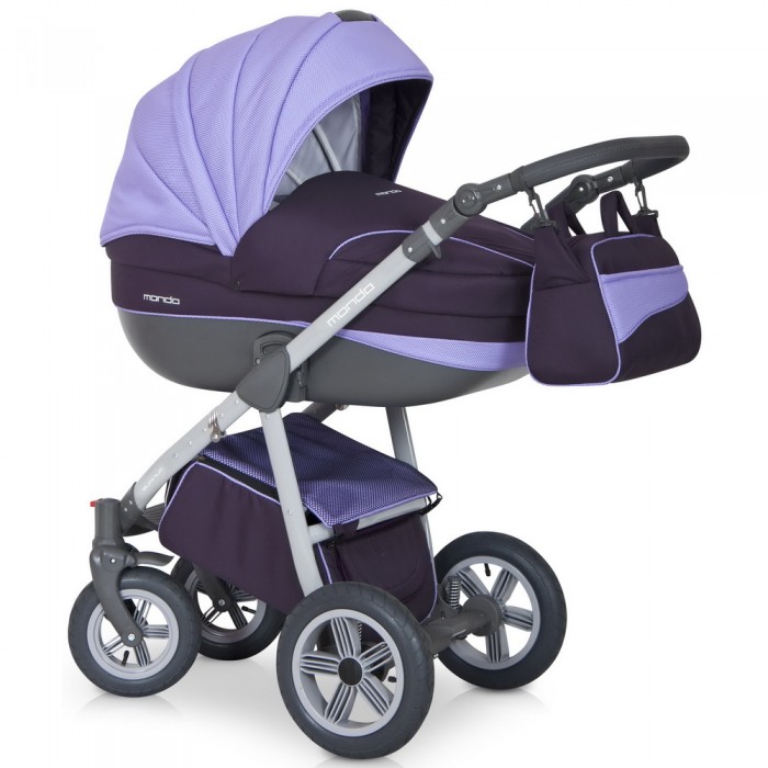 Детская универсальная коляска Riko Mondo Grey Line 3 в 1 - lila